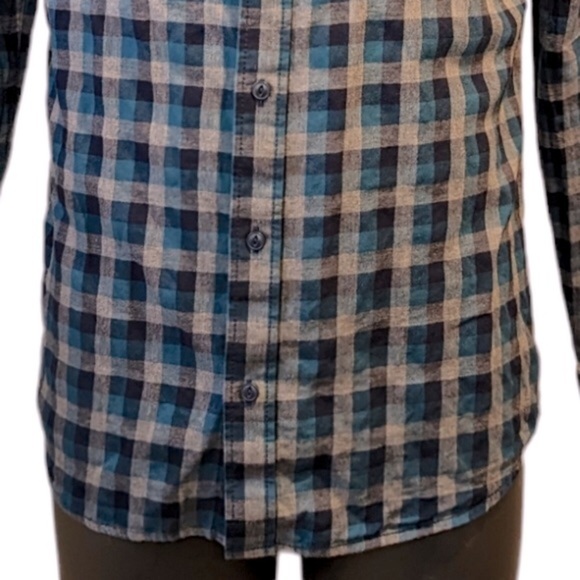 VANS blue check slim fit button front shirt small - Picture 3 of 7